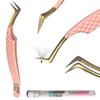 AVXIGO FIELD Professional S-Curved Precision Tweezer for Eyelash Extensions (Baby Pink), Diamond Grip Fiber Tip Lash Tweezer Stainless Steel - Complete with Mascara Brush, Storage Box and Tube Case view 1