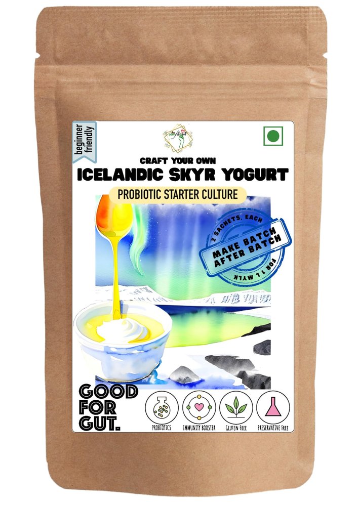 Alla's Posh Flavors Icelandic Yogurt (SKYR) Starter Culture, Non-GMO, 100% Veg, Make High Protein Less Fat Skyr at Home Easily | Works with Milk Powder | Make Batch-after-Batch | Lab Tested Cultures & Rennet | Imported from Europe