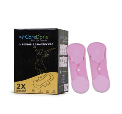 CareDone Reusable Cloth Period Pads for Heavy Flow Leakproof Overnight Protects,Large Sanitary Pads Set with Wings for Women,Washable Cloth Panty Liners Period Pads (Pink-2)