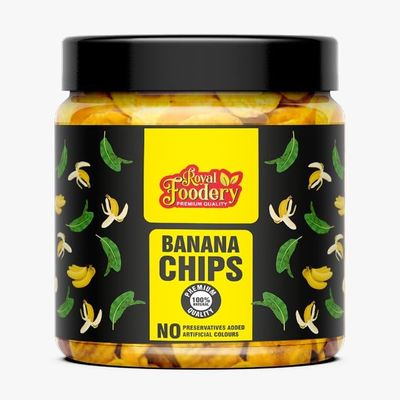 Royal Foodery banana chips Yellow Banana Chips Snacks - Fresh Crispy Banana Wafers Chips 250GRAM pack of 1