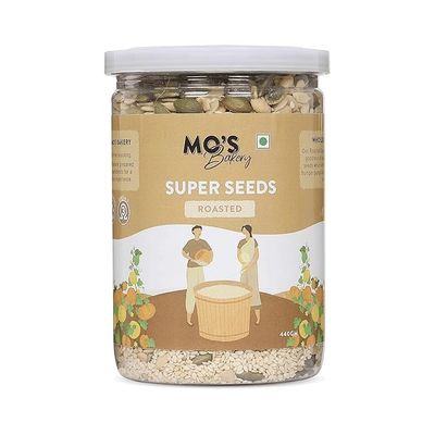 Mo's Roasted Super Seeds Mix 440 grm | High Protein Snacks | Mix Seeds for Eating High Fiber | Vegan & Keto