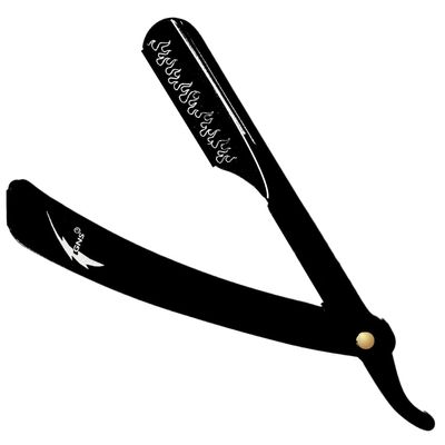 GNS Professional Barber Straight Edge Razor folding utrsa with Free 10 blades| Men's Straight Razor for beard shaping (Charcoal enriched)