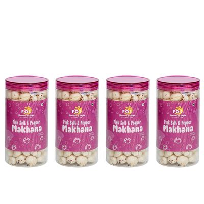FOI Flavours of India Makhana - Pink Salt & Pepper Medley: Healthy Snack, Crunchy & Exquisite (Pack of 4)-75gm