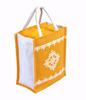 Daffodil Jute Bags For Lunch | Tote Bag | Handcrafted Kolam Print Bag | Eco Friendly Carry Bag | Durable Bags for Men & Women | Jute Handbags with Zipper (Blue) view 2
