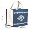 Daffodil Jute Bags For Lunch | Tote Bag | Handcrafted Kolam Print Bag | Eco Friendly Carry Bag | Durable Bags for Men & Women | Jute Handbags with Zipper (Yellow) view 4