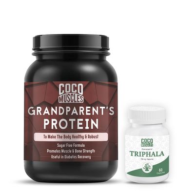 Coco Muscles Protein Powder for Seniors & Adults 40+ | Nutritional Supplement for Men & Women | 1KG Pack with Bonus Triphala Capsules for Wellness Support