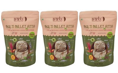 Avantii Mulrigrain Atta/Multi Millet Atta 500g x 3 (with Flour) | gluten free| Iron and fiber rich I Diabetic Friendly 1.5 kg