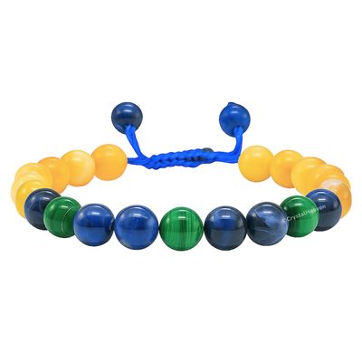 Diabetic Bracelet for Women Men - Crystal Bracelet with Sodalite, Yellow Calcite and Malachite Stones - Spiritual Gift