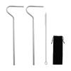 Anti Wrinkle Straw 2Pcs, Reusable Stainless Steel Drinking Straw, Wrinkle Free Long Bended Metal Straw for Lip with Brush and Storage Bag, Fit Cup(Silver) view 1