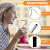 Anti Wrinkle Straw 2Pcs, Reusable Stainless Steel Drinking Straw, Wrinkle Free Long Bended Metal Straw for Lip with Brush and Storage Bag, Fit Cup(Silver) view 4