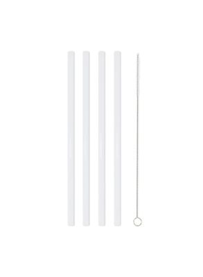 Brightly Labs Reusable Glass Drinking Straws, Clear Glass Straws for Drinking for Milkshakes, Frozen Drihies, Tea, Jui