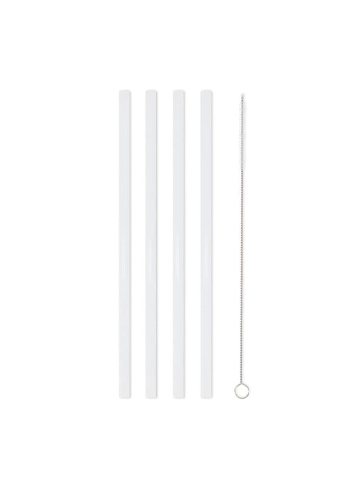 Brightly Labs Reusable Glass Drinking Straws, Clear Glass Straws for Drinking for Milkshakes, Frozen Drihies, Tea, Jui