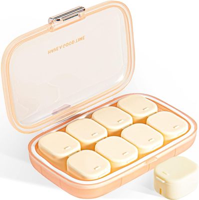 Cannagenix Pill Box Organizer Portable Waterproof Medicine Organizer and Daily Pill Container with 8 Compartment Divider Durable ABS Silicone Pills Case Fits Pocket and Purse (Multi Color)