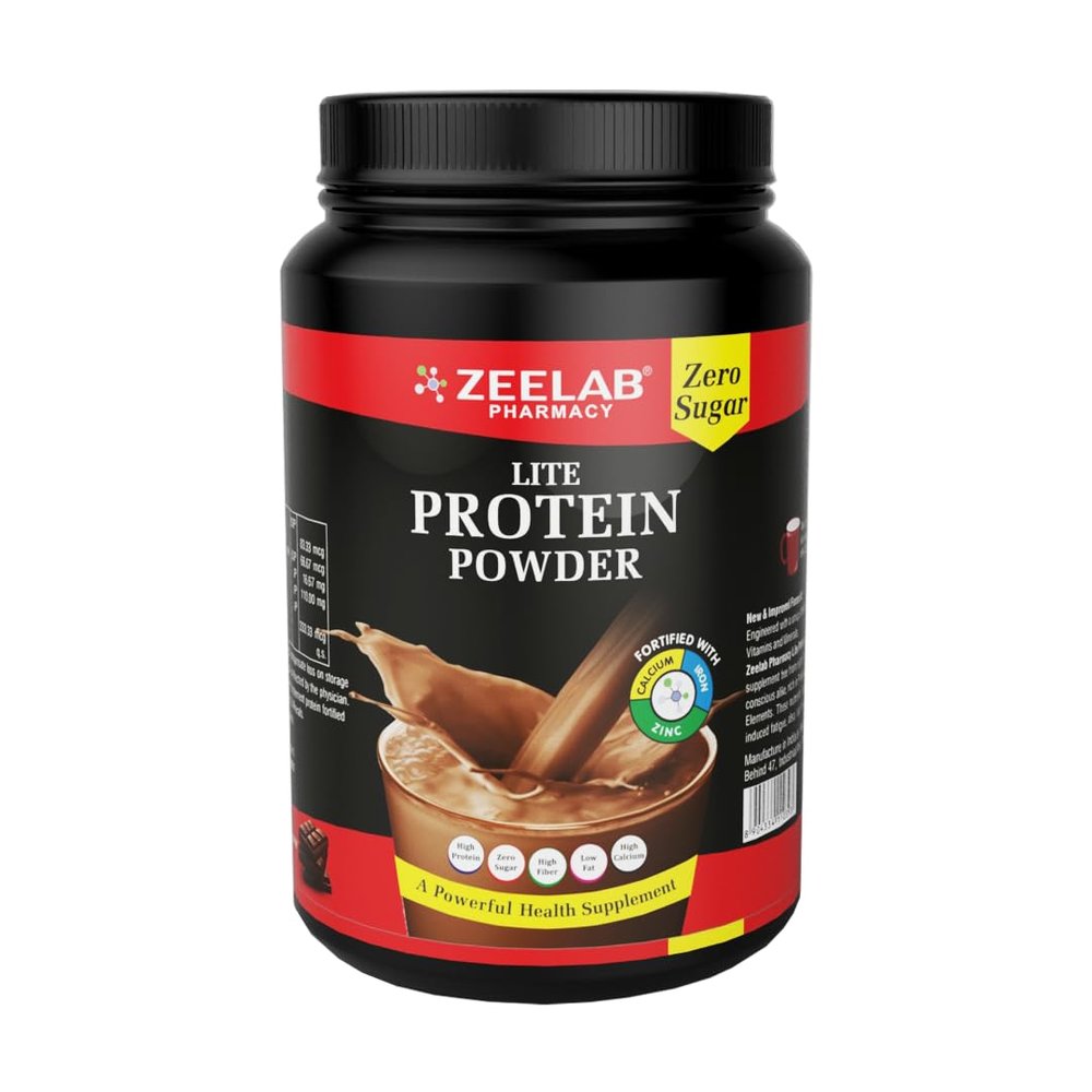 Zeelab Lite Protein Powder Chocolate Flavour 500g | Nutritional Protein Drink For All Age | 25 Vital Nutrients For Strength