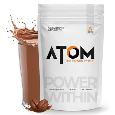 AS-IT-IS ATOM Whey Protein 1kg | 27g protein | Isolate & Concentrate | Mocha Cappuccino | USA Labdoor Certified | With Digestive Enzymes for better absorption