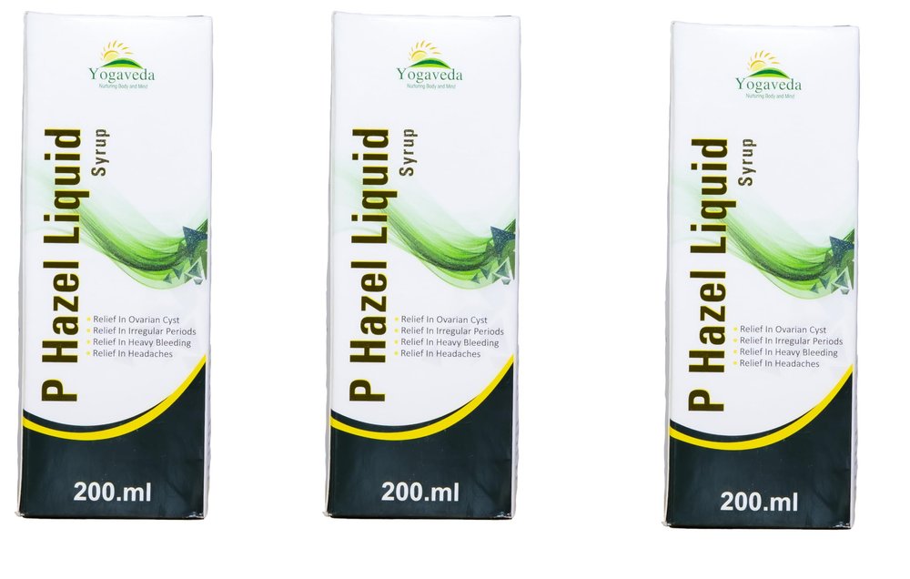 Yogveda Supplements for Plant Based P-Hazel Syurp for PCOS PCOD Women's 200ml (Pack of 3)