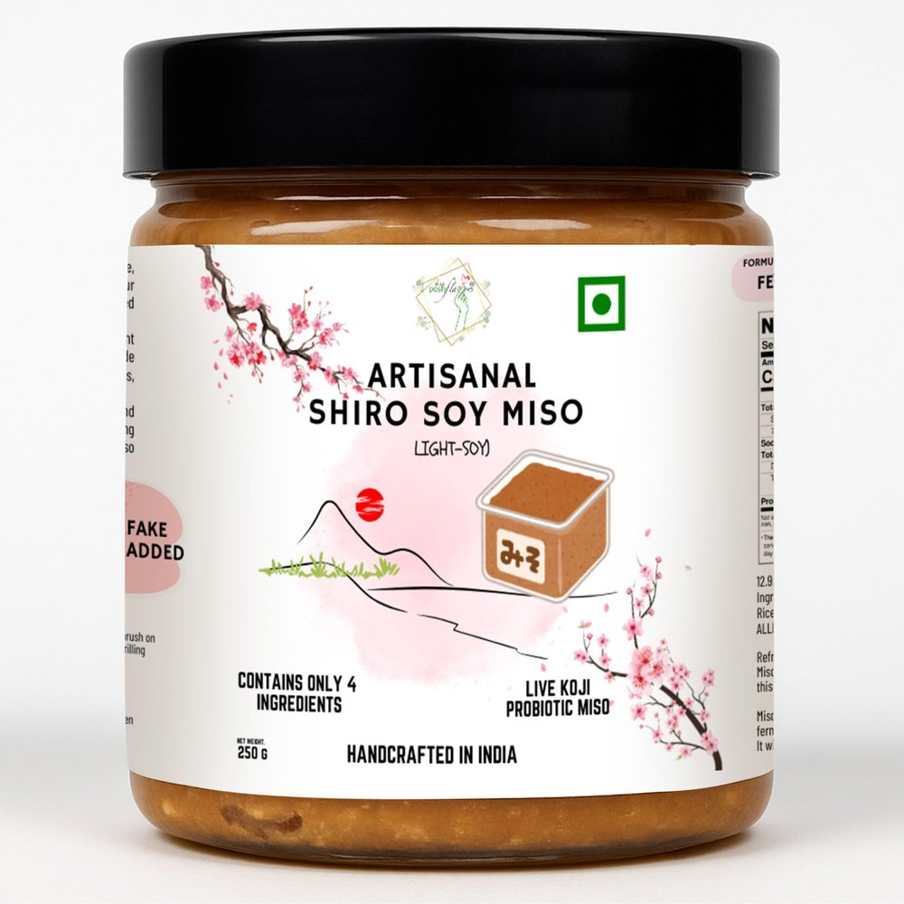 Alla's Posh Flavors Light Soy Miso Paste Authentic Japanese Recipe | Handcrafted in India Under Japanese Miso Master | 100% Natural, Unpasteurized & Rich in Live Koji Probiotics (250 grams Jar)
