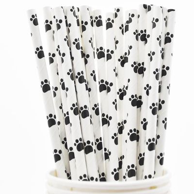Atpata Funky Paw Print Paper Straws - Pet Birthday Party Themed Tableware for an Eco-Friendly and Adorable Decorations (25pcs Pack)