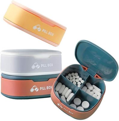 Cazuela Pill Box 4 Compartment Pill Container for Purse, Portable Medicine Organizer Daily Vitamin Organizer Small Pill Case Cute Pill Organizer Travel Pill Holder Vitamin Organizer (Multi Color)