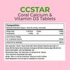 CCSTAR Tablet Coral Calcium with Vitamin D3 Supplement, Men and Women Calcium to support Strong Bones, Joints and Muscles, Joint Flexibility Good For Overall Wellness Small size Tab 100 Calcium Tablets Strip of 10 view 3