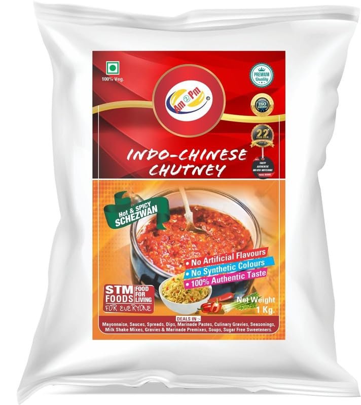 Am 2 Pm - INDO-CHINESE Chutney (Schezwan) Fresh Ingredients Hot & Spicy Chinese Stir-Fry, Dipping Spread, Sauce - 1Kg
