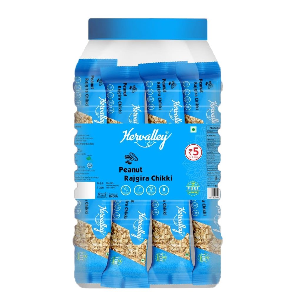 Hervalley Peanut Rajgira Chikki JAR No Preservative Colour or Flavours (50 Pieces of 15 grams each)