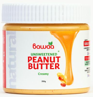 Bawaa Natural Creamy Peanut Butter (Unsweetened, Gluten Free, Vegan) (350g)