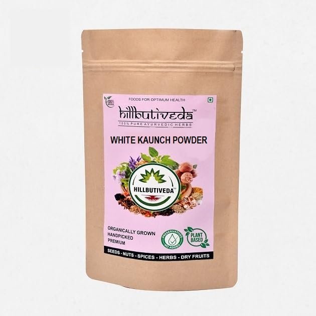 Hillbutiveda white Kaunch Beej Powder, Konch Seed, Alkushi, Koch ke Beej, Kauch, Mucuna Pruriens, Velvet Beans, Kapikachhu, Cowitch, Cowhage (400)