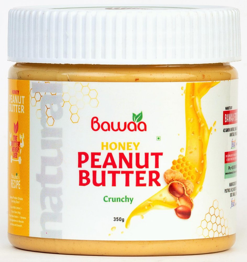 Bawaa Natural Crunchy Peanut Butter (Honey, Gluten Free) (350 g)