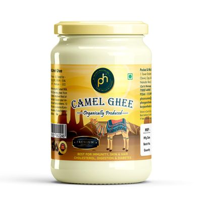 PH's Organic Camel Milk Ghee 250ml (227g) | bilona | Rich in Iron maintains cholesterol Anti-inflamatory | Detoxify the body | It promotes digestion and metabolism, as well as helps with constipation |