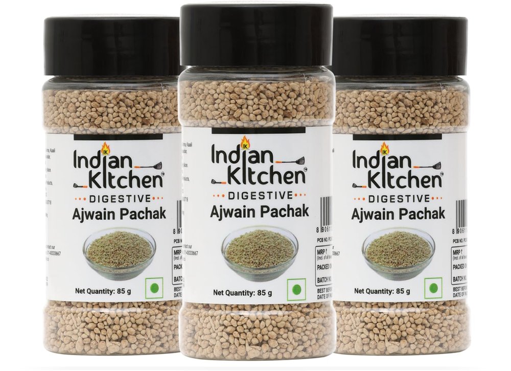 Indian Kitchen Ajwain Pachak 85g | Tasty Goli Healthy Relieve Gas Acidity -(Pack of 3)