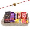 SFU E Com Bournville Cranberry With Creamy Chocolates | Rakhi Chocolate for Brother | Peacock Rakhi With Chocolates | Roli, Chawal, Chandan, Misri | 001 view 1