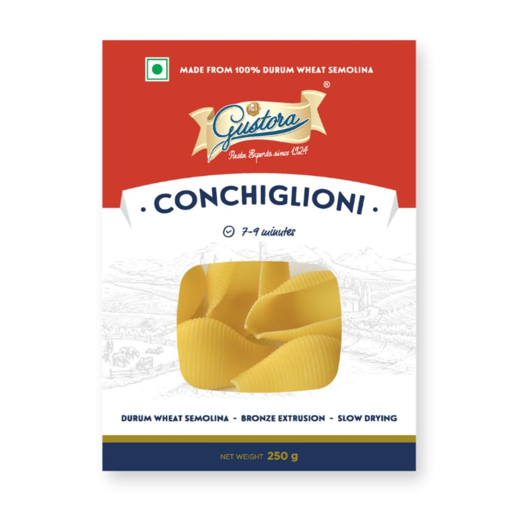 Gustora Durum Wheat Semolina Conchiglioni Pasta, 250g I Vegetarian Pasta I Rich in Fibre & Protein - 250GM