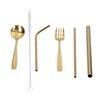 NavaFresh Basics Camping Straw, Camping Utensil Set Easy to Clean Stainless Steel for Travel for Camping for Adults for Outdoor for Children(Gold (Green Storage Bag)) view 1