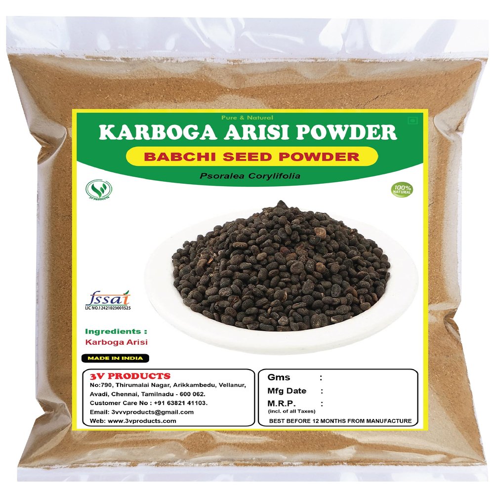 3V PRODUCTS Karboga Arisi Powder 1Kg | Bakuchi | Babchi | Psoralea Corylifolia