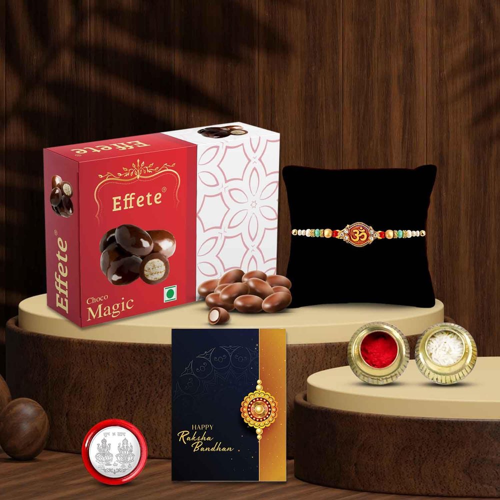 DeoDap Rakhi Combo with Chocolate Magic 32gm,Gift Hamper for Brother, Rakhi Combo, Set of 1, Effete Chocolate