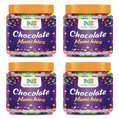 Nature's Bridge Gems Munchies | Chocolate Munchies | Gem s Chocolate for Cake, Cupcake (Bold Colors) | Truffles - 450 Gm X 4 Jar