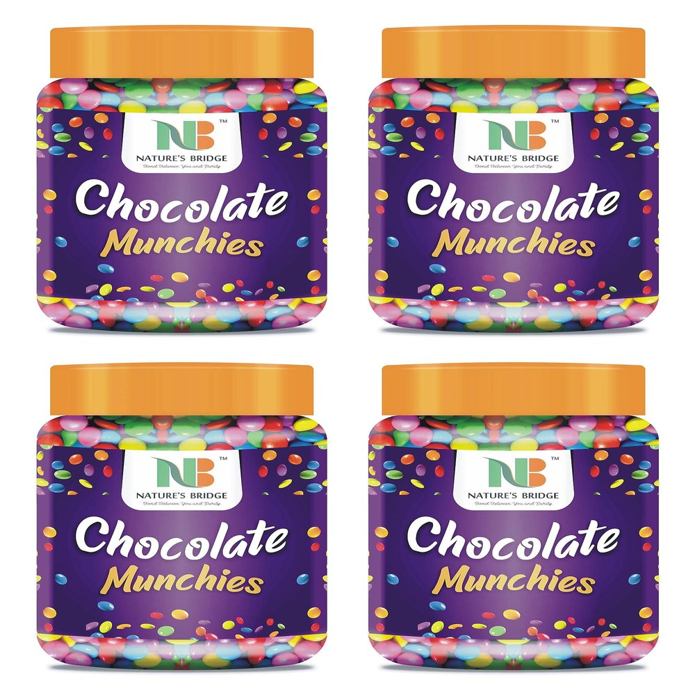 Nature's Bridge Gems Munchies | Chocolate Munchies | Gem s Chocolate for Cake, Cupcake (Bold Colors) | Truffles - 450 Gm X 4 Jar