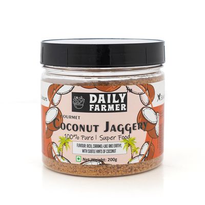Daily Farmer Coconut Jaggery Sugar Powder [ Low Gi | Nutrient Rich | Natural Sweetener | Gourmet ] 200G (Pack Of 1)?