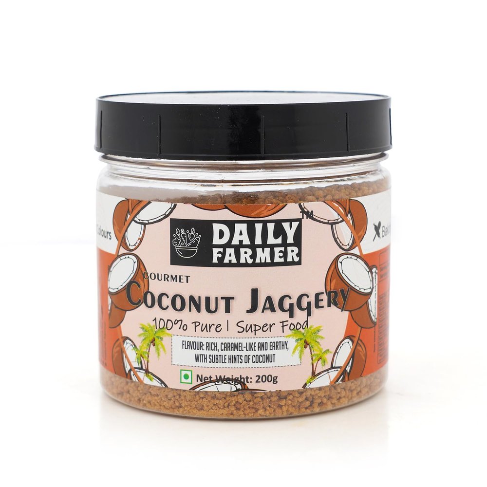 Daily Farmer Coconut Jaggery Sugar Powder [ Low Gi | Nutrient Rich | Natural Sweetener | Gourmet ] 200G (Pack Of 1)?