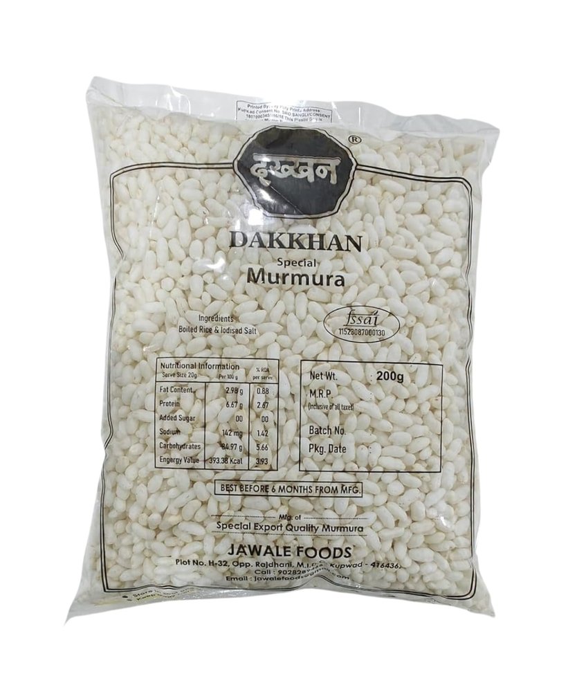 Dakkhan Special Murmura Puffed Rice - Light, Crispy, Gluten-Free Snack, 200g Pack | Perfect for Bhel Puri, Chivda & Healthy Snacking