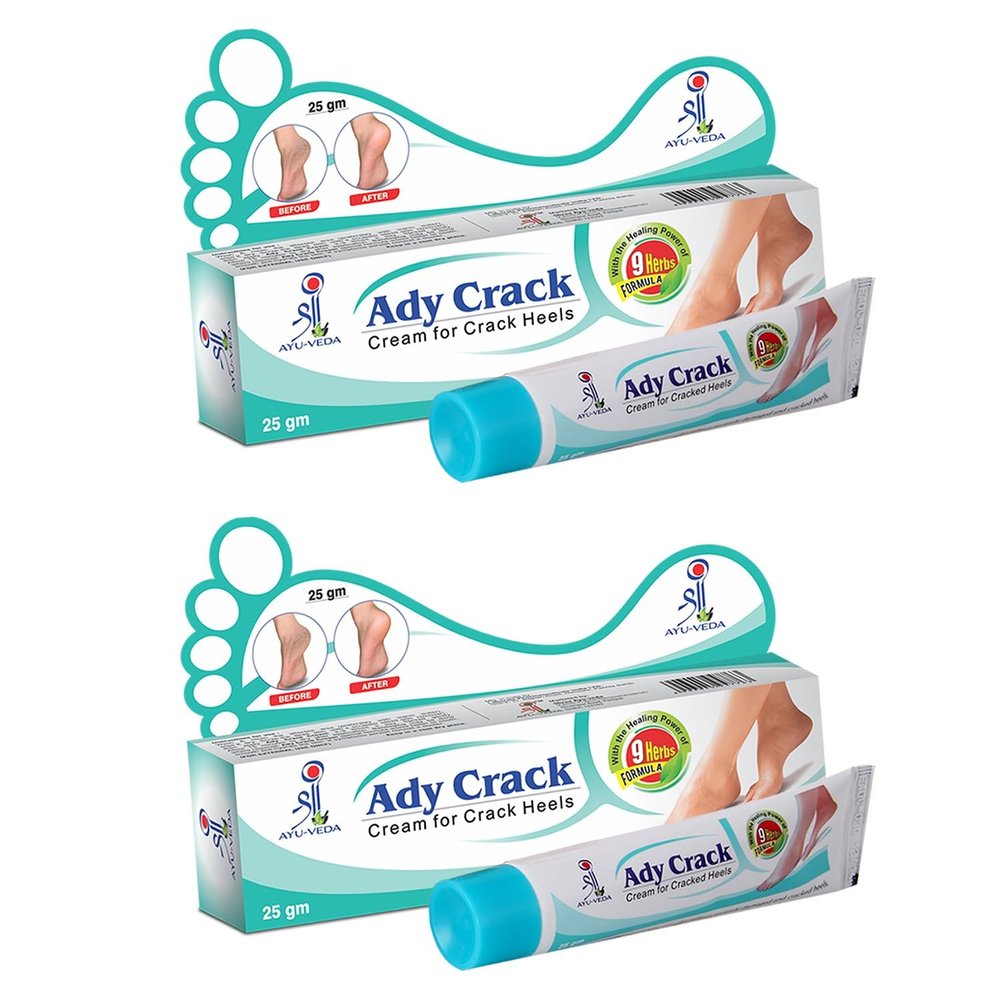 LABOLIA Shree Ayu-Veda Ady Crack Cream, Foot Cream, For Dry & Cracked Feet, Moisturizes & Soothes Feet, Heel Repair, Chapped Skin | 9 Herbs Formula - 6 X 25G (Pack Of 6)