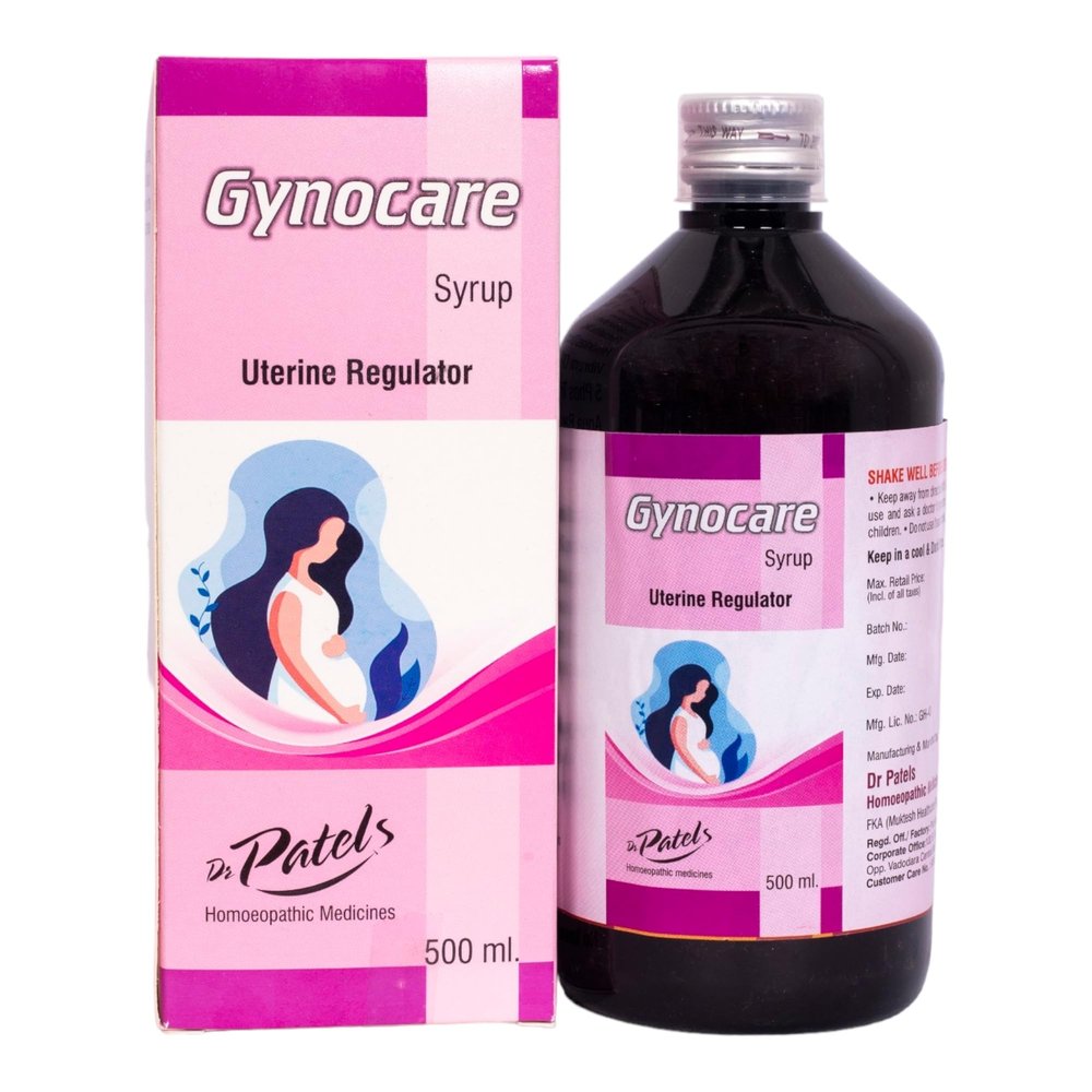 Dr Patel's Homeopathic Gynocare Syrup - Uterine Regulator Tonic | Uterine Tonic for Irregular, Profuse Menses, and Leucorrhea- 500ml
