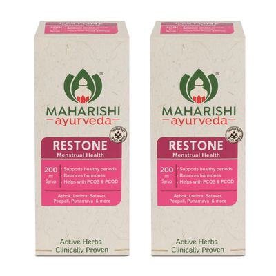 Maharishi Ayurveda Restone Syrup - Natural Supplement for Women with 15+ Herbs | Ideal for Women's Health and Wellness | Synergistic Combination of Time-tested Herbs - 200 ml (Pack of 2)