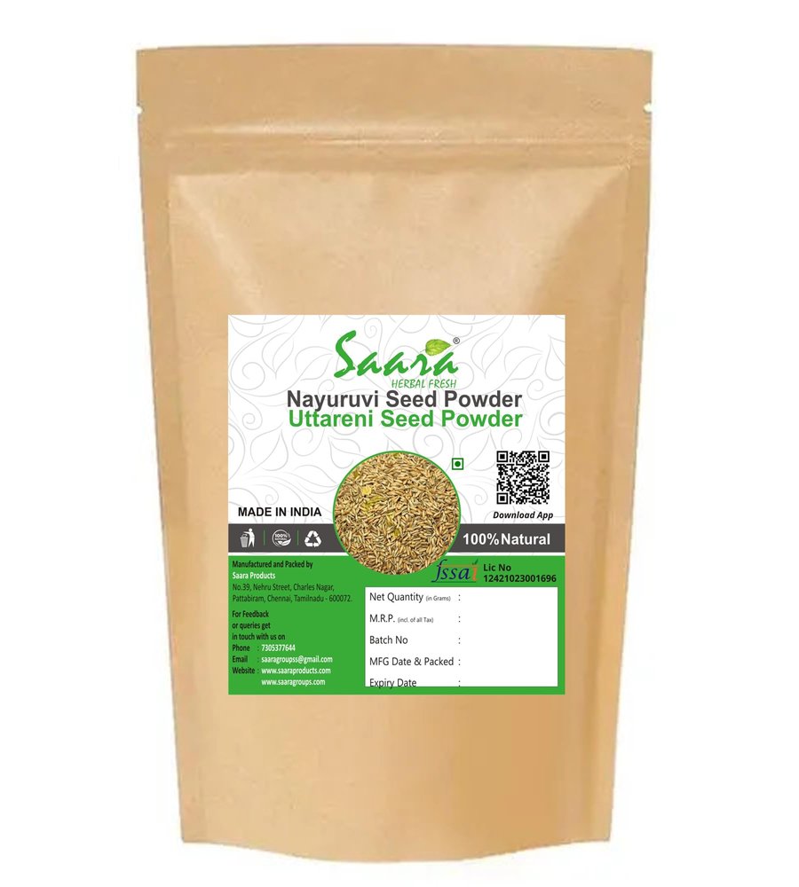 Saara HERBAL FRESH Nayuruvi Seeds powder, 70g, Uttareni seeds powder, Apamarga, Achyranthes Aspera, Latjira, Chirchita, Chaff Flower Seeds powder,(pack of 1 x 70g)
