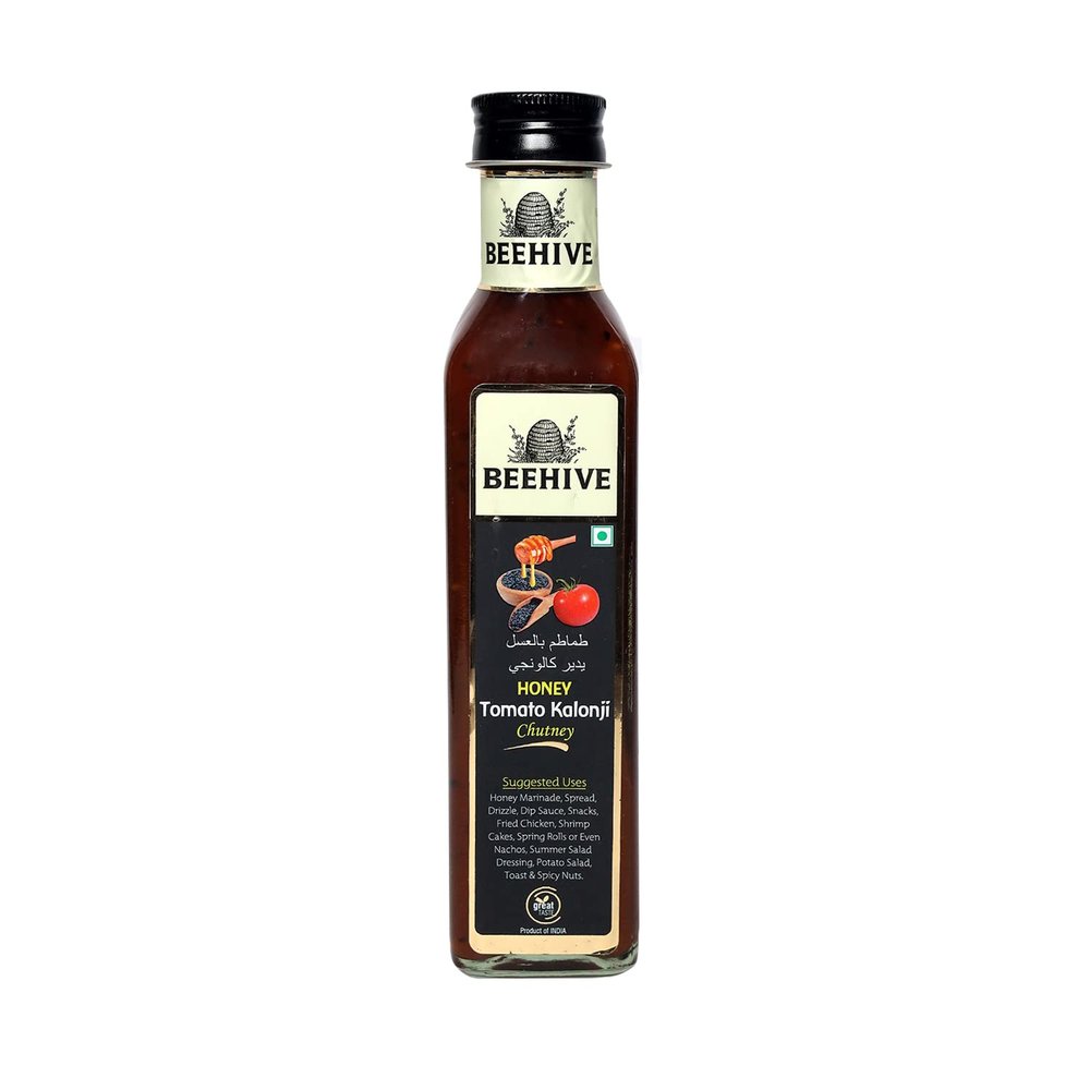 Beehive Honey Tomato Kalonji Chutney 330g, Sweet & Tangy Blend of Honey, Tomatoes, and Kalonji, Perfect for Dips, Sandwiches & Snacks