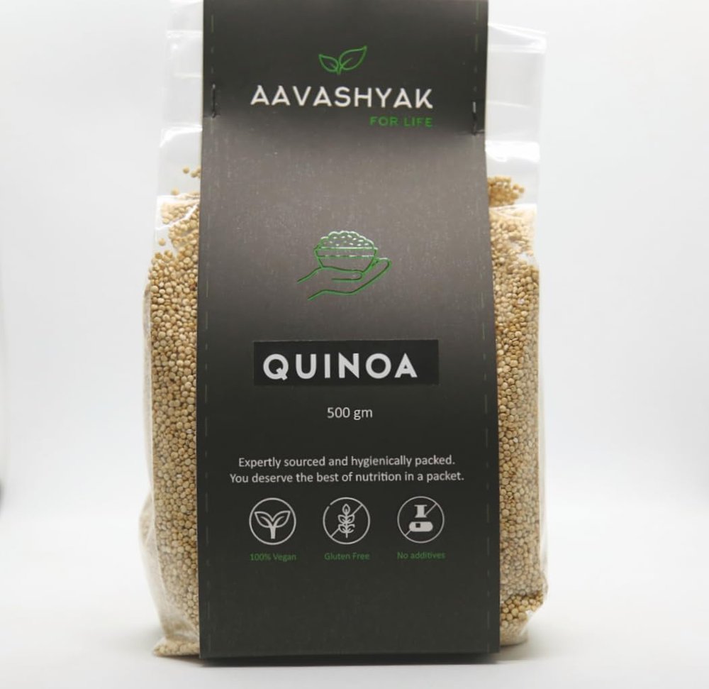 Aavashyak Organic White Quinoa Seeds 500g | Gluten-Free Superfood | Saponin-Free | High Protein & Fiber | 100% Wholegrain | Healthy Diet Food for Breakfast, Soups & Salads