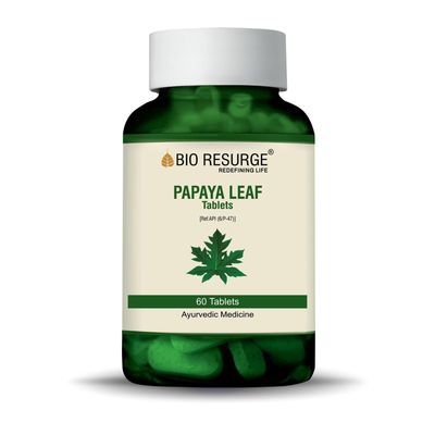 Bio Resurge Papaya Leaf Extract Ayurvedic Manages Platelets Digestion Immunity 60 Tablets 750 mg