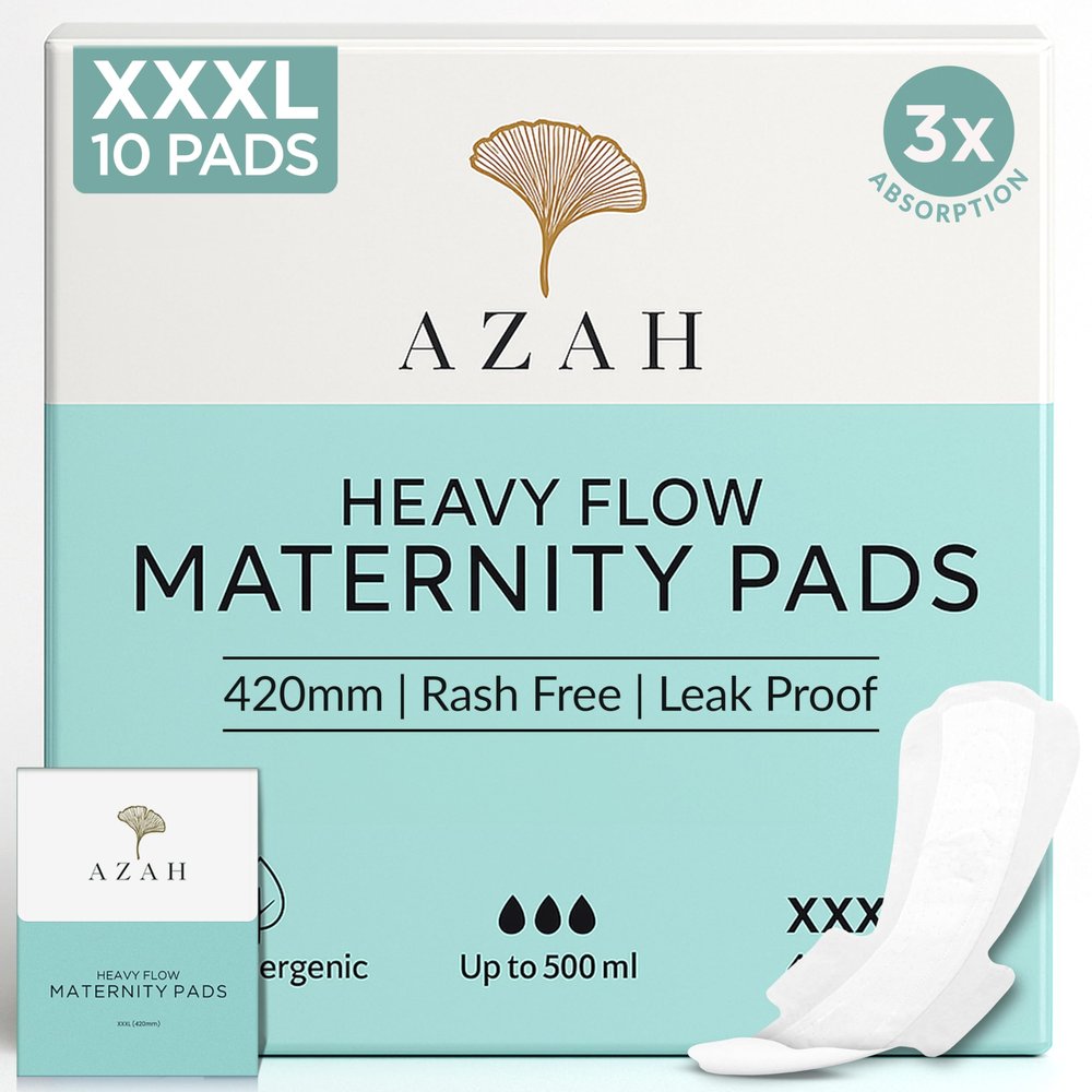 Azah Maternity Pads after Delivery [Pack of 10] | XXXL Sanitary Napkins for Women after Delivery | Leak Proof Sanitary Pads for Women | For Postpartum Flow, Urine Incontinence, Ultra Heavy Flow
