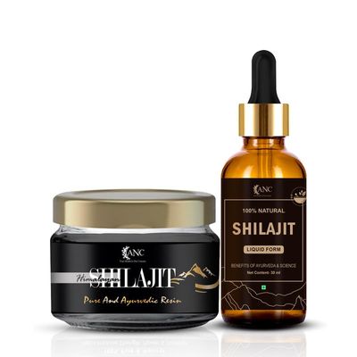 ANC Natural & Pure Shilajit Liquid and Shilajit Resin with Fulvic acid and Dry Shilajit Extract Helps in Boost Energy Level, Stamina, Immunity
